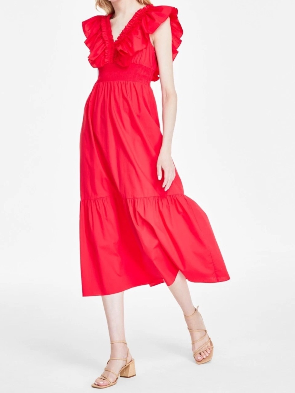 Adrianna papell ruffle cotton maxi dress NWT